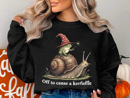 Whimsical Frog Snail T-Shirt, Magical Wizard Frog Riding Snail Tee