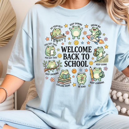 Welcome Back to School Frog Shirt, Kawaii Frog Teacher Tee