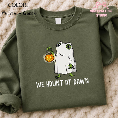 We Haunt At Dawn Frog Ghost Shirt, Frog in Ghost Costume
