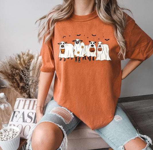Halloween Shirt, Fall Shirt, Funny Halloween Cow Shirt, Ghost Cows Shirt