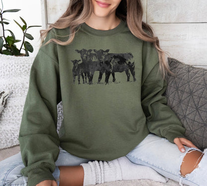 Cute Cow Shirt Gift For Farmers, Animal Lover Gift, Western Country Crewneck
