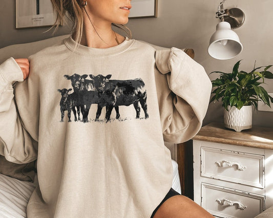 Cute Cow Shirt Gift For Farmers, Animal Lover Gift, Western Country Crewneck