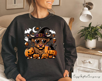 Highland Cow Halloween Sweatshirt, Halloween Heifer Shirt
