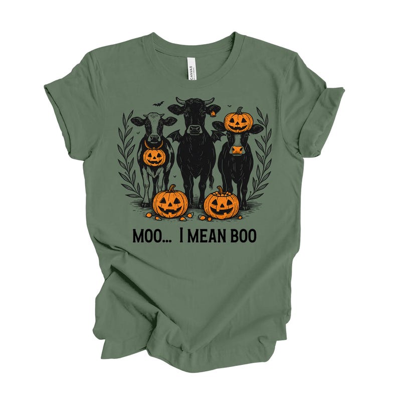 Moo I Mean Boo Halloween Shirt, Fall Farm Cow Design