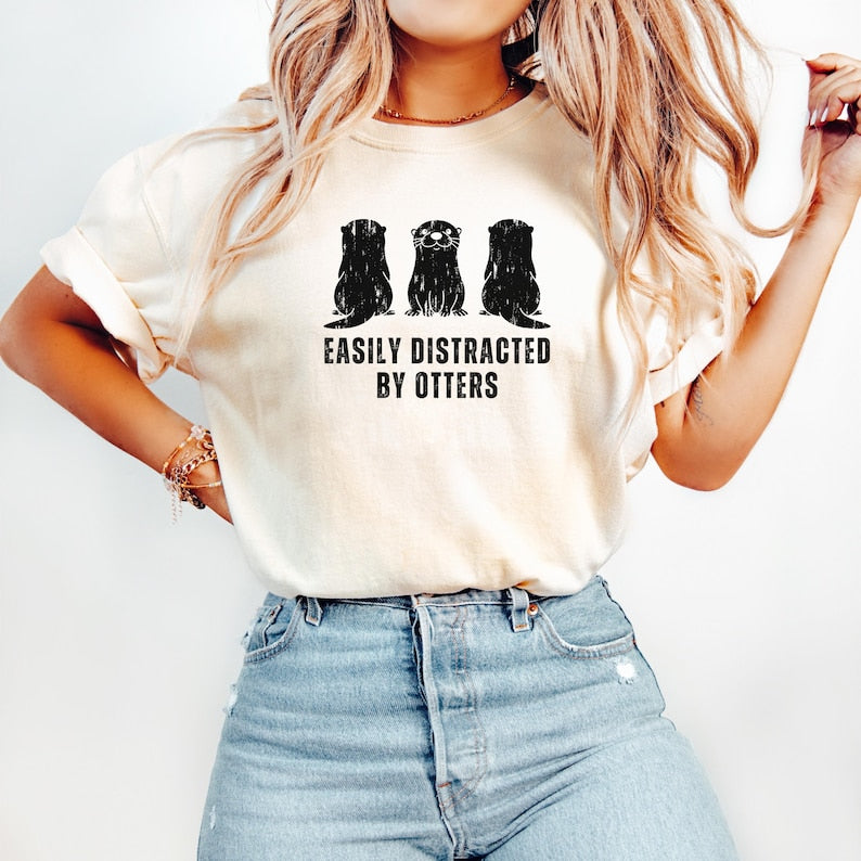 Easily Distracted By Otters Shirt, Cute Otter Shirt, Animal Lover Shirt