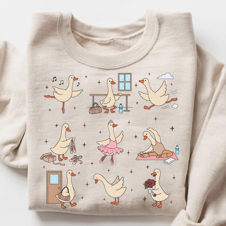 Funny Goose Meme Sweater, Ballerina Sweatshirt for Dance Lovers
