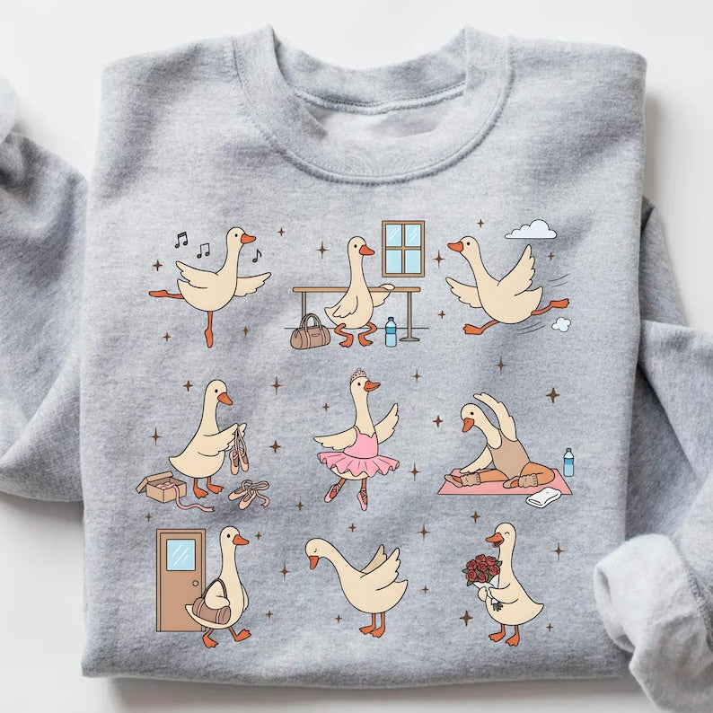 Funny Goose Meme Sweater, Ballerina Sweatshirt for Dance Lovers