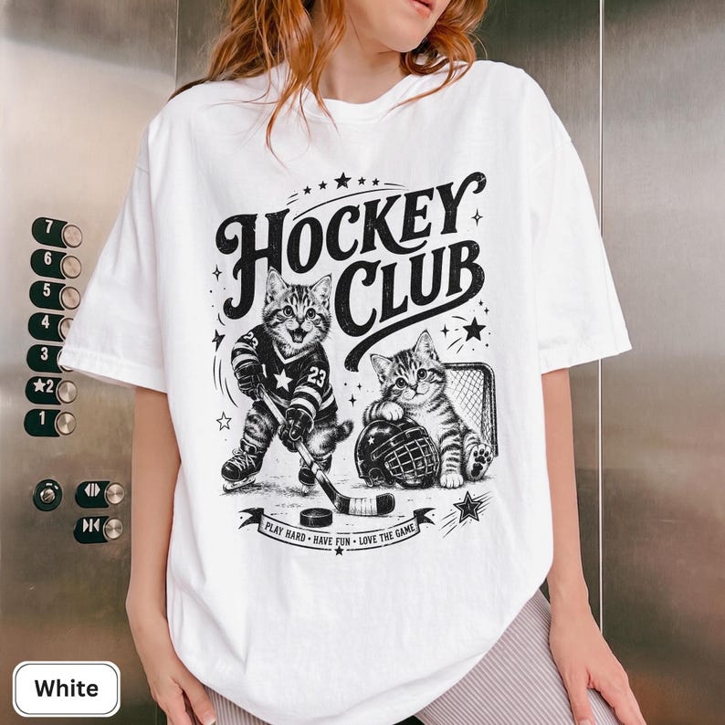 Hockey Club Cat Shirt, Funny Hockey Cat Graphic Tee