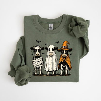 Halloween Cow Shirt, Spooky Farm Animal Tee, Ghost Cow Sweatshirt