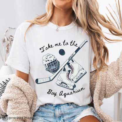 Take Me to the Boy Aquarium Shirt, Ice Hockey Romance Reader Gift
