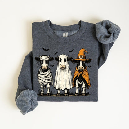 Halloween Cow Shirt, Spooky Farm Animal Tee, Ghost Cow Sweatshirt