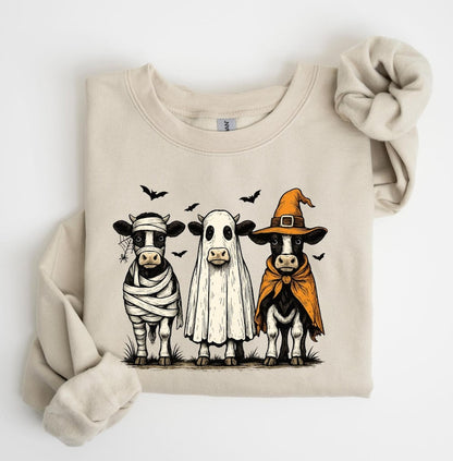 Halloween Cow Shirt, Spooky Farm Animal Tee, Ghost Cow Sweatshirt