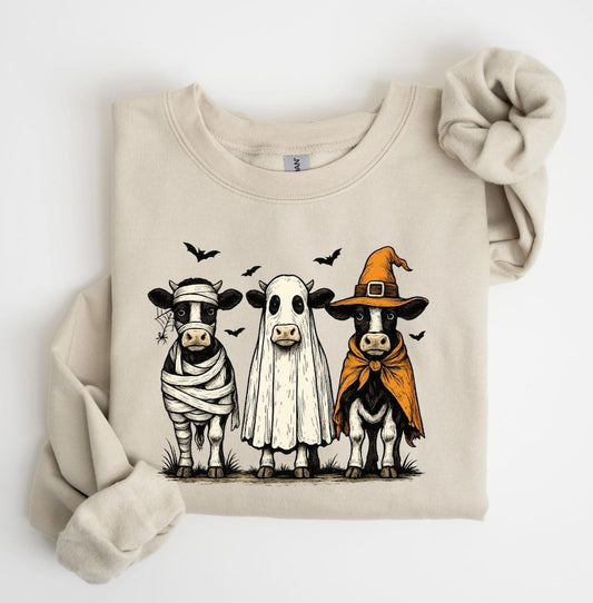 Halloween Cow Shirt, Spooky Farm Animal Tee, Ghost Cow Sweatshirt
